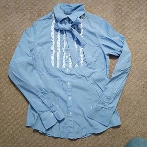 Brooks Brothers sz 6 stretch ruffle front shirt